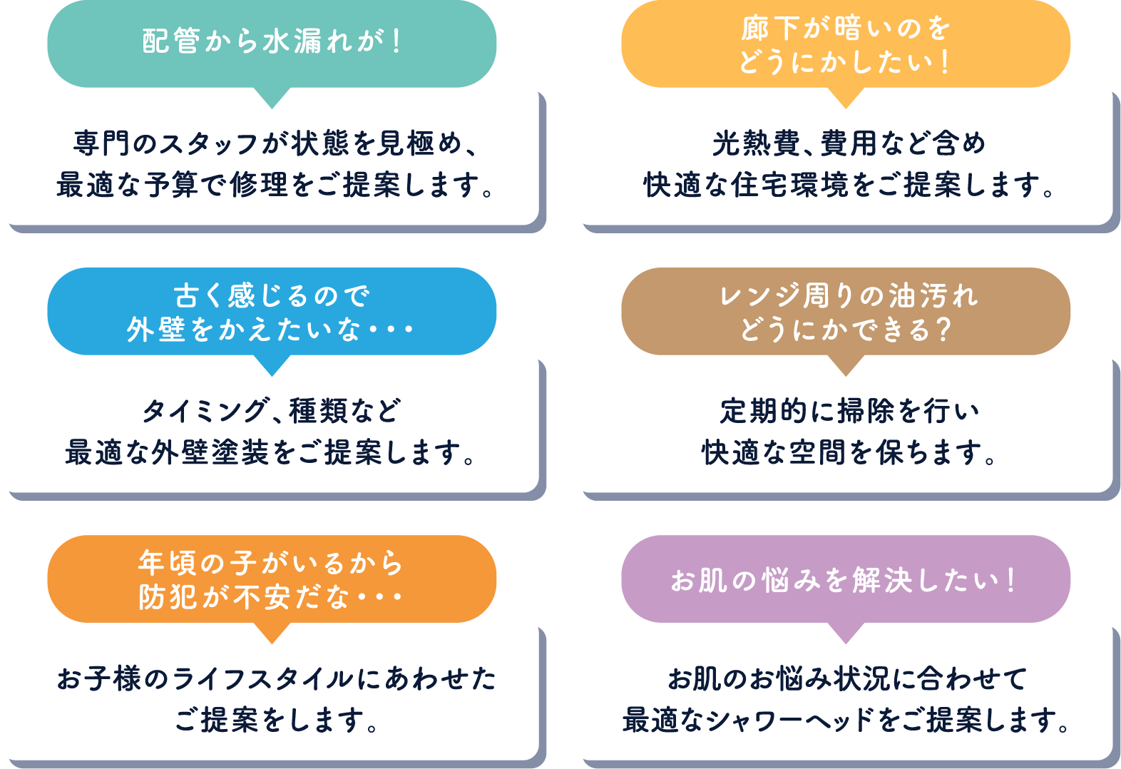 配管から水漏れが！廊下が暗いのをどうにかしたい！古く感じるので外壁をかえたい。