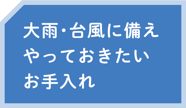 大雨・台風に備えやっておきたいお手入れ